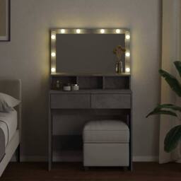 Berkfield Home Dressing Table with LED Concrete Grey 80x41x134.5 cm - thumbnail 3