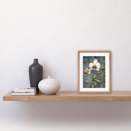 "Artery8 Wall Art Print Orchid Flower Blooms Pastel Colour Art Nouveau Artwork Framed 9X7 Inch in Beige - Size: W7"" x H9""" - thumbnail 2