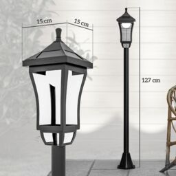OUTSUNNY 1.3 m LED Garden Lamp Post Light, Waterproof IP44, Cool White in Black - thumbnail 3