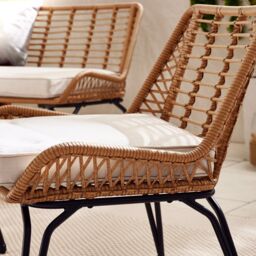 FurnitureboxUK Lisbon Wicker Style Rattan Outdoor Garden Sofa & Chair Set, PE Rattan & Cushions, Garden Conversation Set in Beige - thumbnail 4
