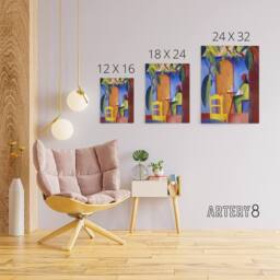 "Artery8 Turkish Cafe Modern Colourful August Macke Canvas Wall Art Print - Size: W18"" x H24""" - thumbnail 4