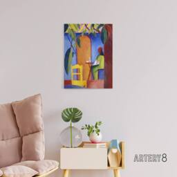"Artery8 Turkish Cafe Modern Colourful August Macke Canvas Wall Art Print - Size: W18"" x H24""" - thumbnail 3