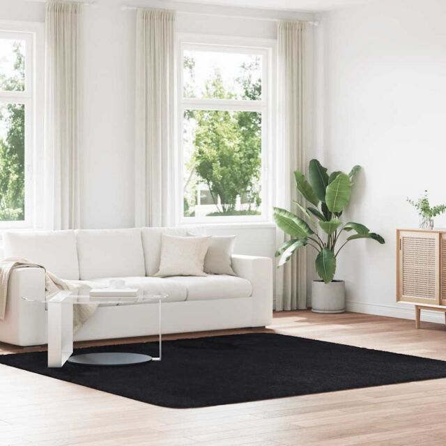 Berkfield Home Shaggy Rug High Pile NAVARRA Black 240x240 cm Polyester - Size: Medium - image 1