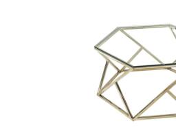 Vente-unique Tempered Glass & Stainless Steel Coffee Table - Gold - KERIANE - thumbnail 6