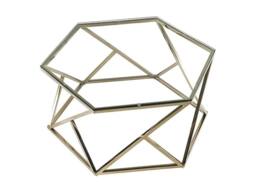 Vente-unique Tempered Glass & Stainless Steel Coffee Table - Gold - KERIANE - thumbnail 5