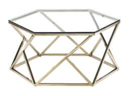 Vente-unique Tempered Glass & Stainless Steel Coffee Table - Gold - KERIANE - thumbnail 2