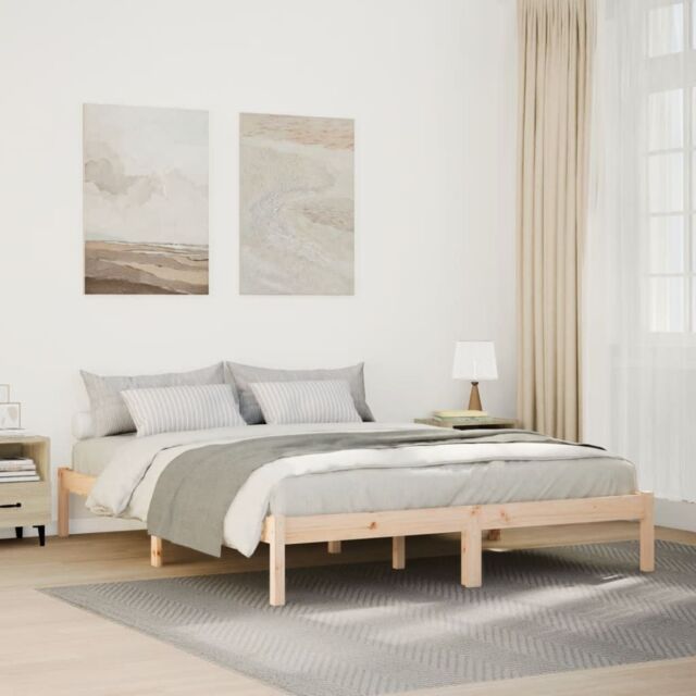 Berkfield Home Extra Long Bed Frame without Mattress 160x220 cm Solid Wood Pine in Brown - image 1