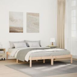 Berkfield Home Extra Long Bed Frame without Mattress 160x220 cm Solid Wood Pine in Brown - thumbnail 1