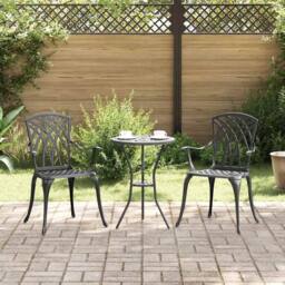 Berkfield Home Garden Chairs 2 pcs Black Cast Aluminium - thumbnail 1
