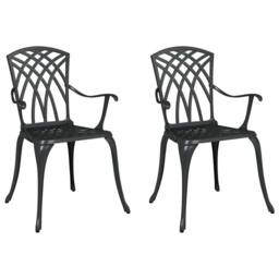 Berkfield Home Garden Chairs 2 pcs Black Cast Aluminium - thumbnail 2