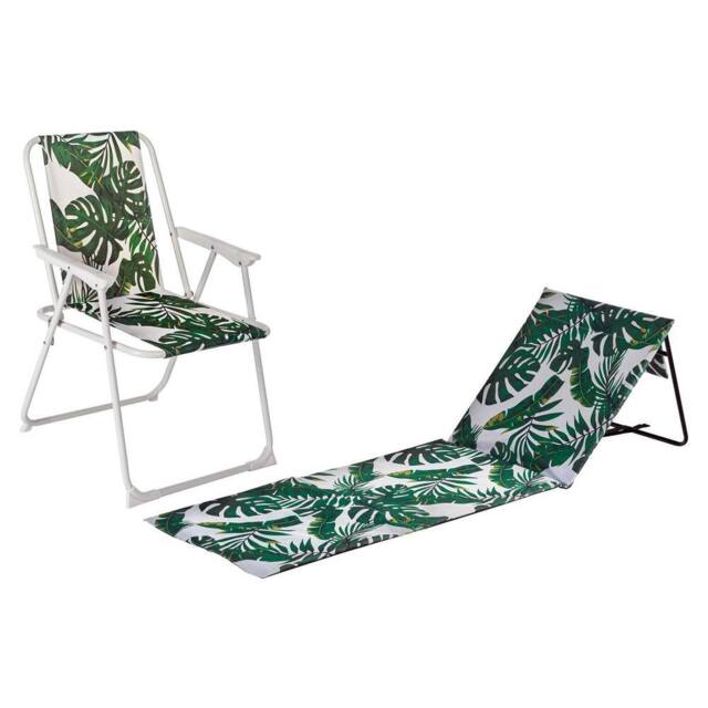 Harbour Housewares 2 Piece Folding Beach Furniture Set - Banana Leaf - image 1