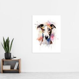 "Artery8 Wall Art Print Whippet Lovers Gift Watercolour Pet Portrait Painting Artwork Poster - Size: W18"" x H24""" - thumbnail 4