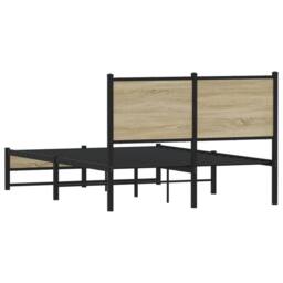 Berkfield Home Metal Bed Frame without Mattress Sonoma Oak 120x190 cm Small Double in Light Oak - thumbnail 7