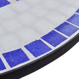 Berkfield Home Sturdy Bistro Table Blue & White 60 cm Mosaic - thumbnail 4