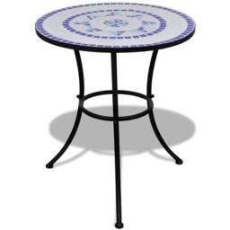 Berkfield Home Sturdy Bistro Table Blue & White 60 cm Mosaic - thumbnail 2