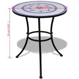 Berkfield Home Sturdy Bistro Table Blue & White 60 cm Mosaic - thumbnail 5
