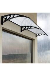 "Living and Home Window & Door Awning Canopy - UV & Weather Resistant 75""x39"" Polycarbonate Cover with Aluminium Brackets for Porch, Patio, Deck" - thumbnail 2