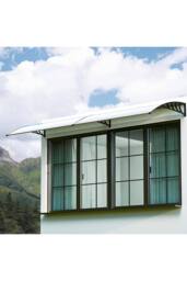 "Living and Home Window & Door Awning Canopy - UV & Weather Resistant 75""x39"" Polycarbonate Cover with Aluminium Brackets for Porch, Patio, Deck" - thumbnail 1