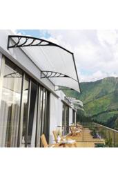 "Living and Home Window & Door Awning Canopy - UV & Weather Resistant 75""x39"" Polycarbonate Cover with Aluminium Brackets for Porch, Patio, Deck" - thumbnail 6