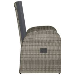Berkfield Home Reclining Garden Chairs with Cushions 2 pcs Grey Poly Rattan - thumbnail 5