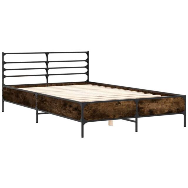 Berkfield Home Durable Bed Frame without Mattress Smoked Oak 135x190 cm Double in Brown - image 1
