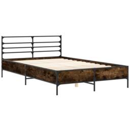 Berkfield Home Durable Bed Frame without Mattress Smoked Oak 135x190 cm Double in Brown - thumbnail 1