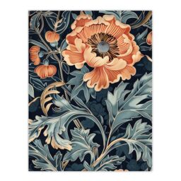 "Artery8 Poppies in Leaves Painting Soft Floral Wall Art Print in Blue - Size: W12"" x H16""" - thumbnail 1