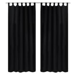Berkfield Home Give 2 pcs Black Micro-Satin Curtains with Loops 140 x 245 cm - thumbnail 2