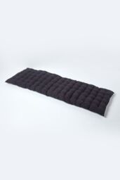 Homescapes Garden Bench Cushion Luxury 3 Seater Cotton Indoor Outdoor Pad, 143 x 48cm in Black - Size: 143 x 48 cm