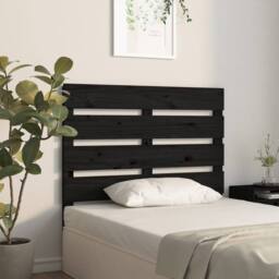 Berkfield Home Headboard Black 100x3x80 cm Solid Wood Pine - Size: 100 x 3 x 80 cm - thumbnail 4