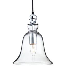 Netlighting Omar 1 Light Dome Ceiling Pendant Chrome Clear Glass E27 in Silver