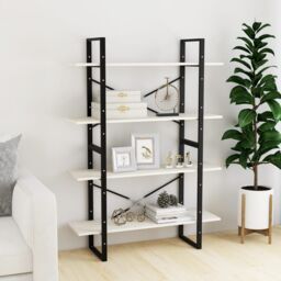 Berkfield Home 4-Tier Book Cabinet White 100x30x140 cm Solid Pine Wood - Size: 100 x 30 x 140 cm - thumbnail 3