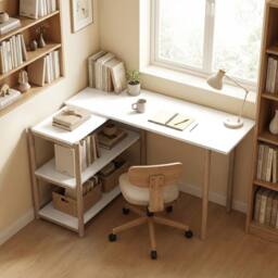 HOMCOM Computer Desk with Storage Shelves 150 cm White/Oak in White