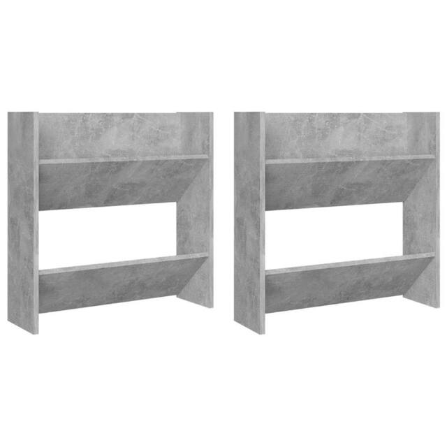 Berkfield Home Wall Shoe Cabinets 2 pcs Concrete Grey 60x18x60 cm Engineered Wood - Size: 60 x 18 x 60 cm - image 1