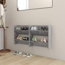 Berkfield Home Wall Shoe Cabinets 2 pcs Concrete Grey 60x18x60 cm Engineered Wood - Size: 60 x 18 x 60 cm - thumbnail 2