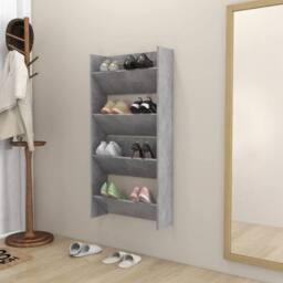 Berkfield Home Wall Shoe Cabinets 2 pcs Concrete Grey 60x18x60 cm Engineered Wood - Size: 60 x 18 x 60 cm - thumbnail 3