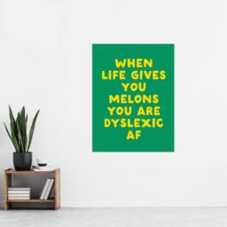 "Artery8 When Life Gives You Melons Funny Dyslexic Joke Wall Art Print in Green - Size: W12"" x H16""" - thumbnail 4