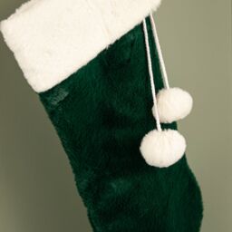 Samuel Alexander 60cm Green Christmas Stocking with White Cuff & Pom Poms - thumbnail 5