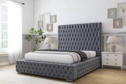 "Sloomy Ambassador Plush Bed Frame With 50"" Upholstered Headboard in Dark Grey - Size: Small Single" - thumbnail 2