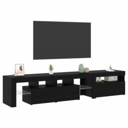 Berkfield Home TV Cabinets 2 pcs with LED Lights Black Oak Engineered Wood - thumbnail 3
