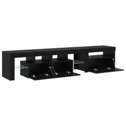 Berkfield Home TV Cabinets 2 pcs with LED Lights Black Oak Engineered Wood - thumbnail 6