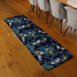 Benjamin Tate Design Blue & Yellow Flowers Runner Rug in Natural - Size: 67 cm x 230 cm - thumbnail 2