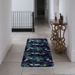Benjamin Tate Design Blue & Yellow Flowers Runner Rug in Natural - Size: 67 cm x 230 cm - thumbnail 3