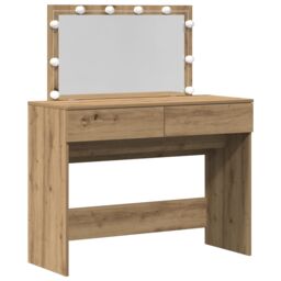 Berkfield Home Dressing Table with LED Artisan Oak 100x40x120 cm in Brown - Size: 100 x 40 x 120 cm - thumbnail 2