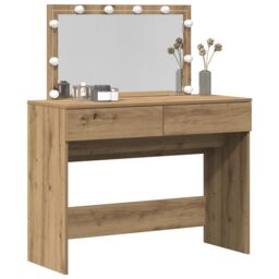 Berkfield Home Dressing Table with LED Artisan Oak 100x40x120 cm in Brown - Size: 100 x 40 x 120 cm - thumbnail 3