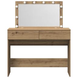 Berkfield Home Dressing Table with LED Artisan Oak 100x40x120 cm in Brown - Size: 100 x 40 x 120 cm - thumbnail 6