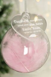 Personalised Memento Company Personalised Pink Memorial Feather Bauble - thumbnail 3