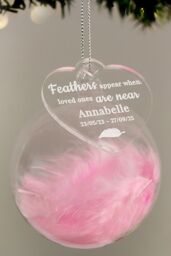 Personalised Memento Company Personalised Pink Memorial Feather Bauble - thumbnail 4