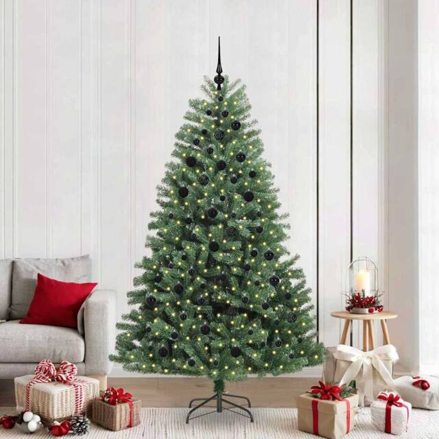 Berkfield Home Artificial Hinged Christmas Tree Green 210 cm PVC & Metal - image 1