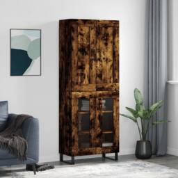 Berkfield Home Highboard Smoked Oak 69.5x34x180 cm Engineered Wood in Brown - thumbnail 2